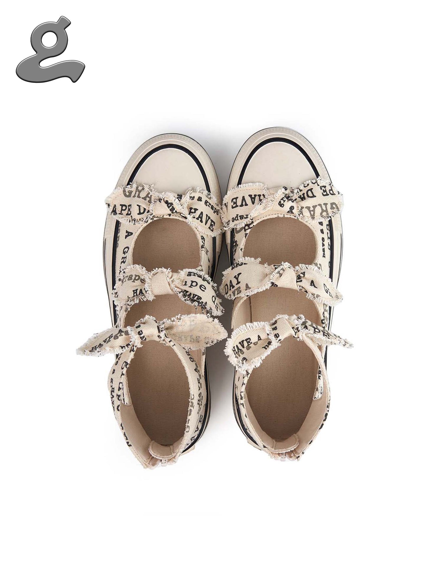 White Printed Canvas Bow High-waist Sneaker