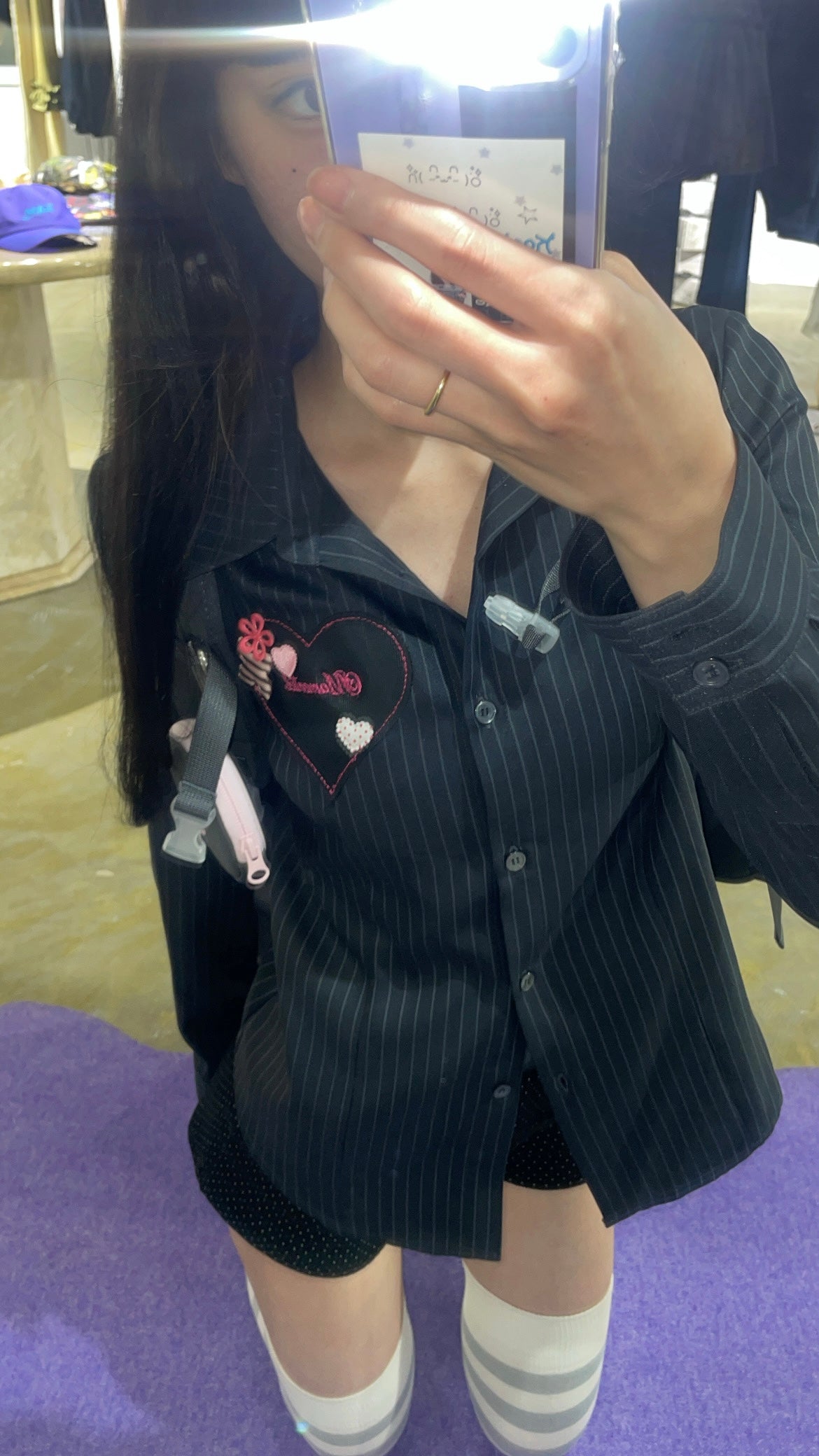 Heart Velcro Stripe Shirt