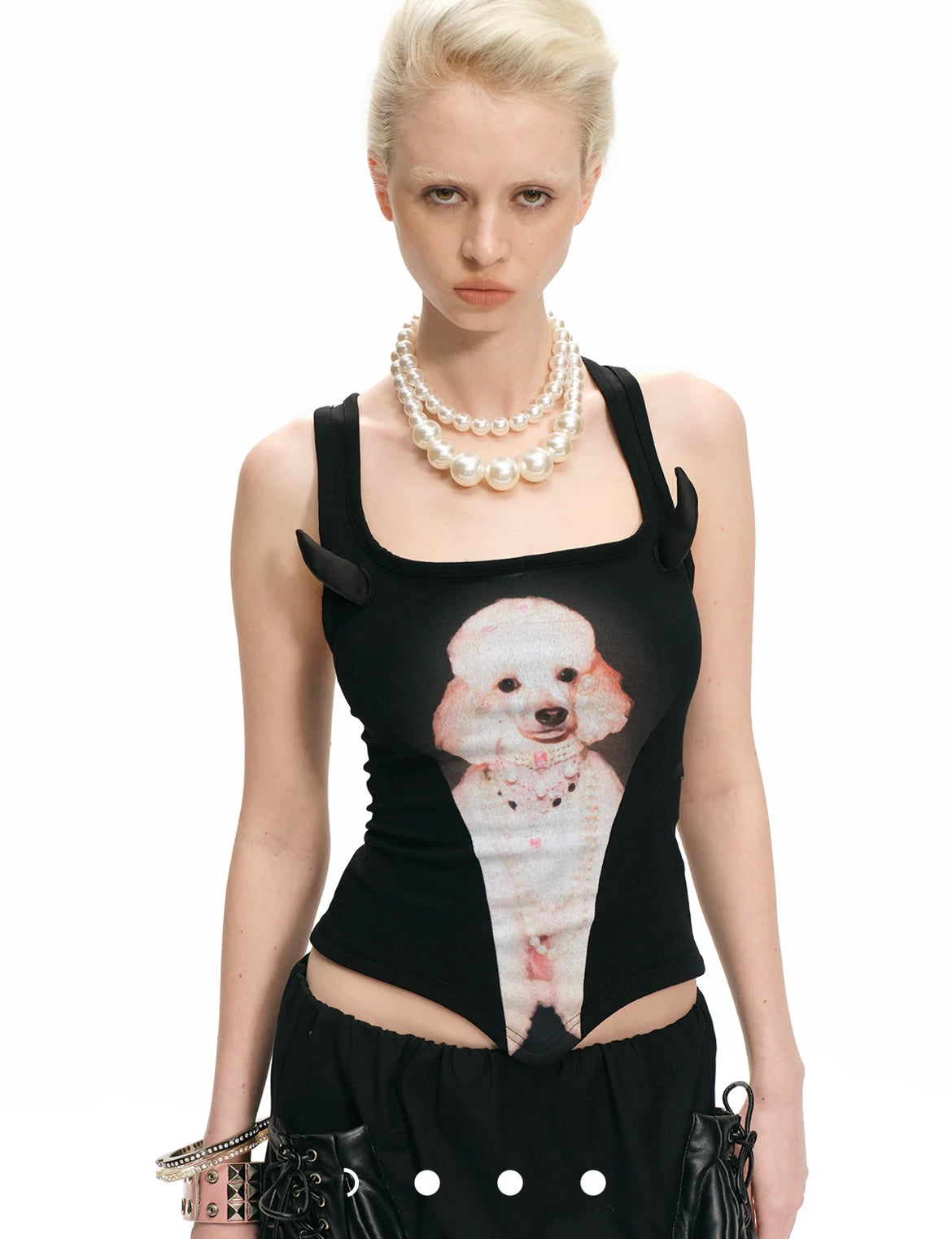 Pink Gemstone Poodle DevilHorn Tank Top