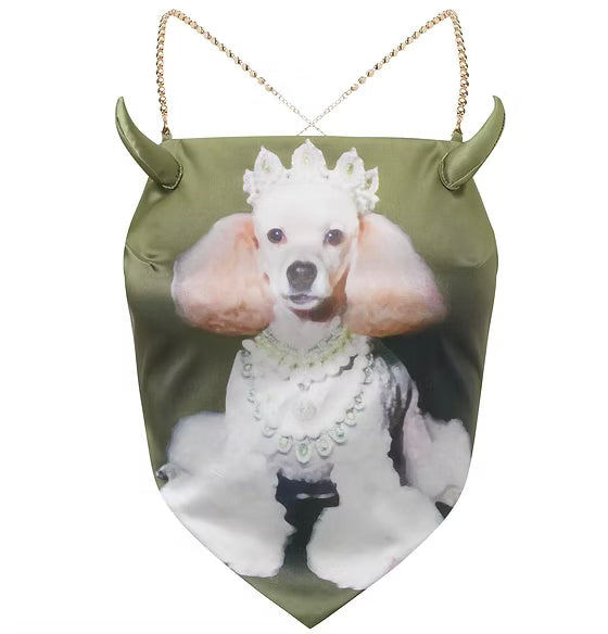 Green Gemstone Poodle Devil Horn Halter Top