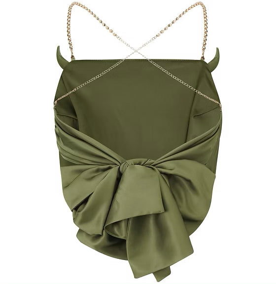 Green Gemstone Poodle Devil Horn Halter Top