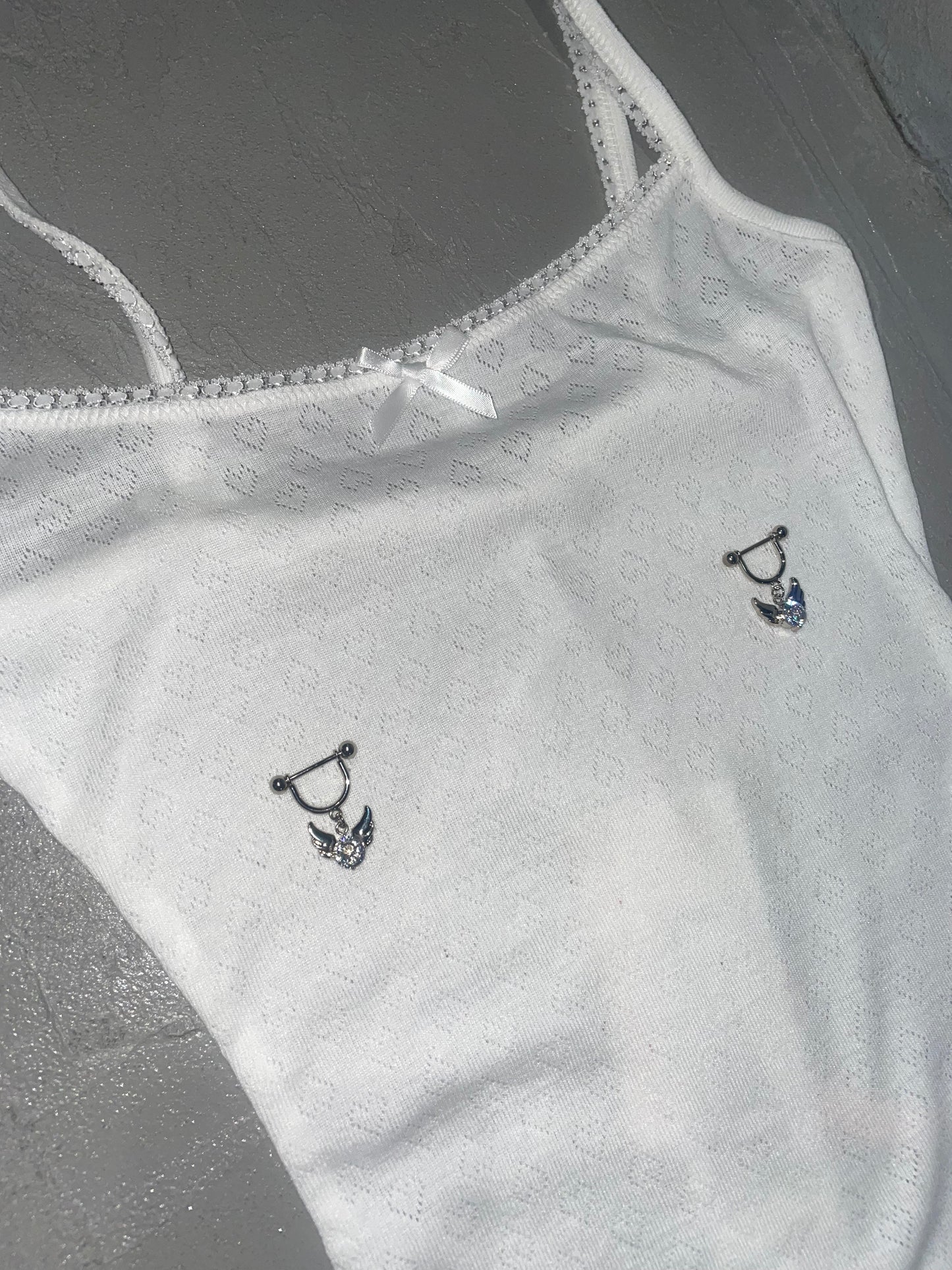 White Studded Bowknot Camisole