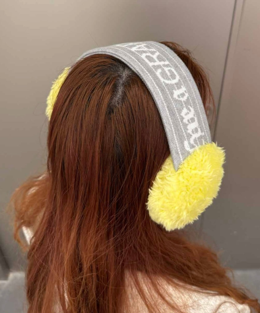 Grey Music Notation Knitted Earmuffs