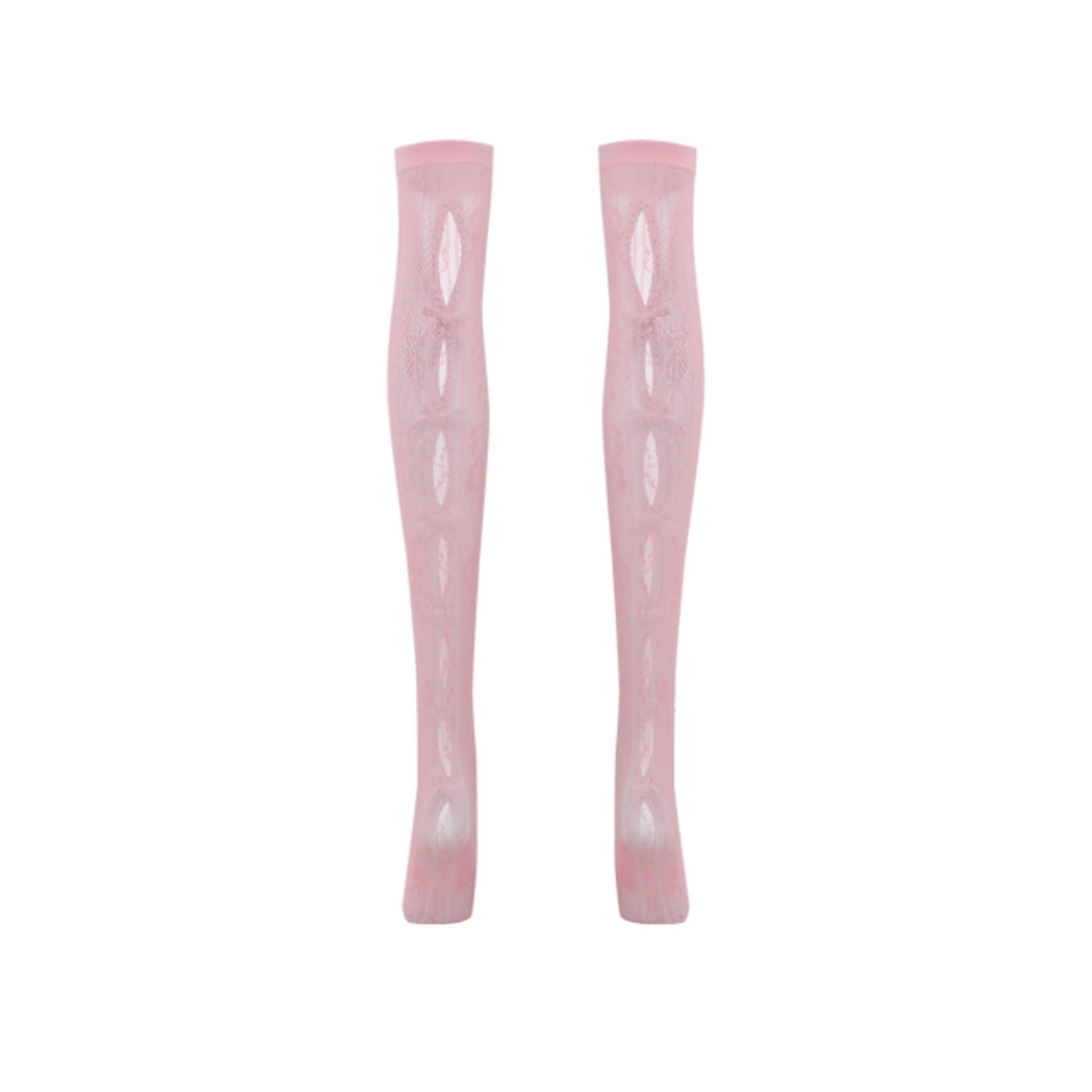 Nodress pink bownot black lace mid-calf socks