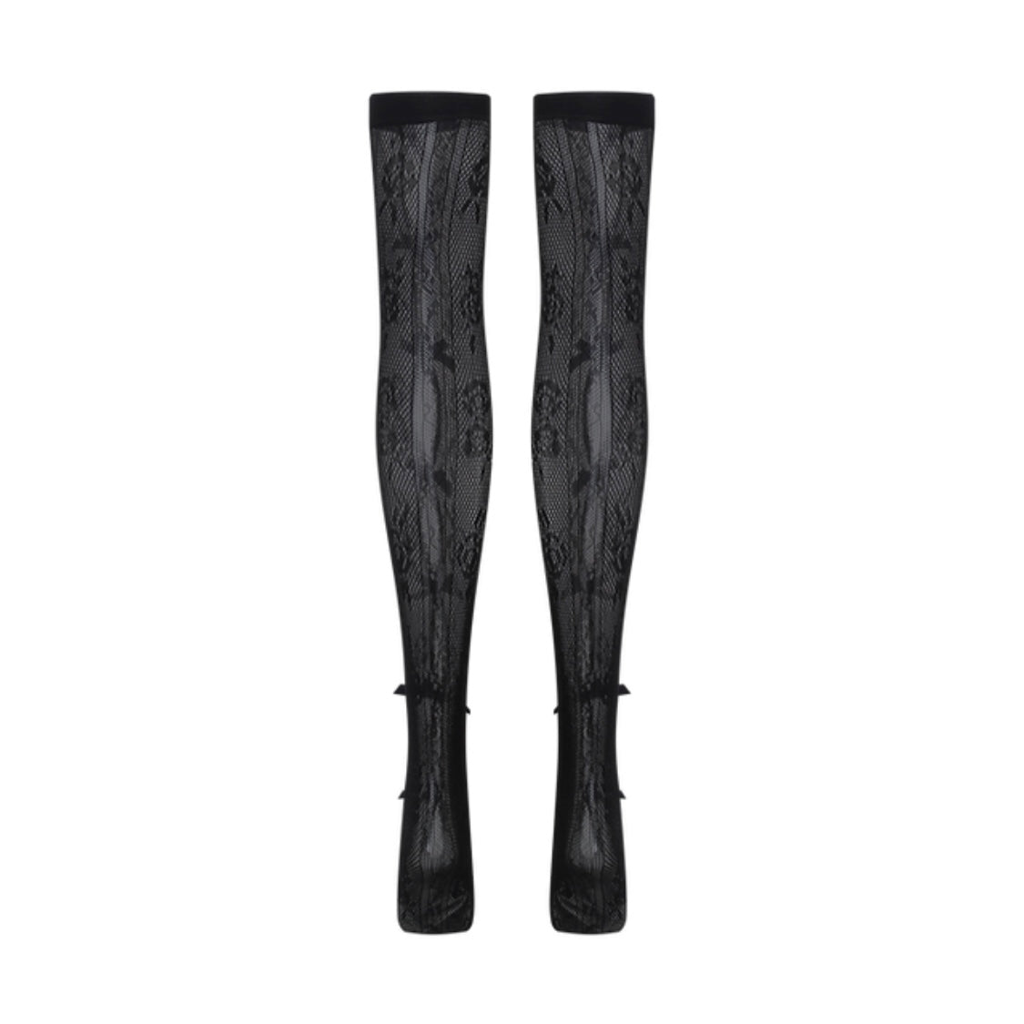 Nodress black bownot black lace mid-calf socks