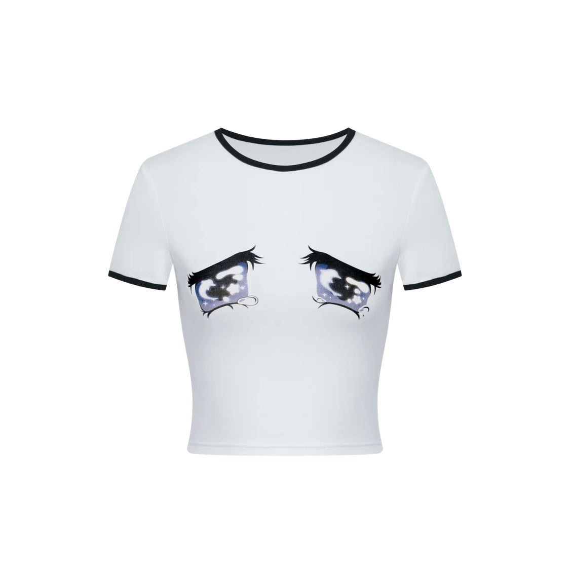 Nodress white "No cry" crying eyes printed T-shirt