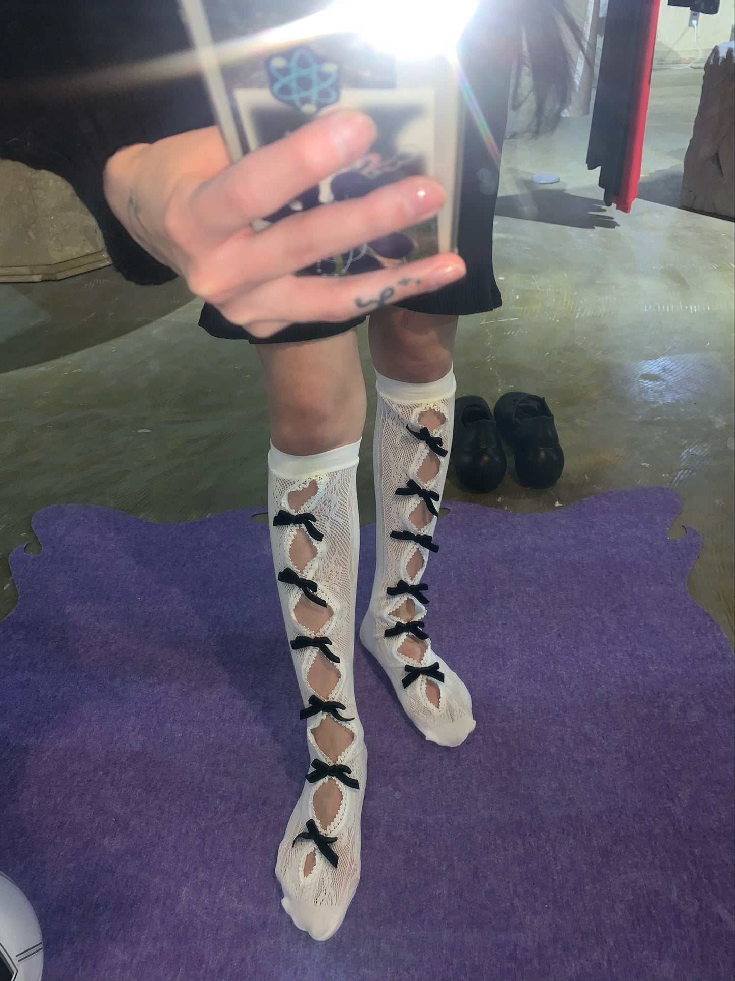 white lace high socks