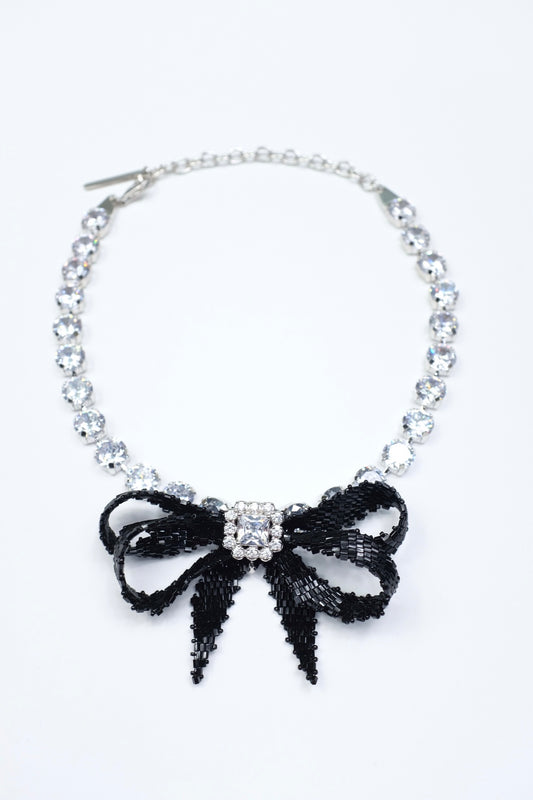 YVMIN×SHUSHU/TONG Diamond Chain Braided Bow Necklace