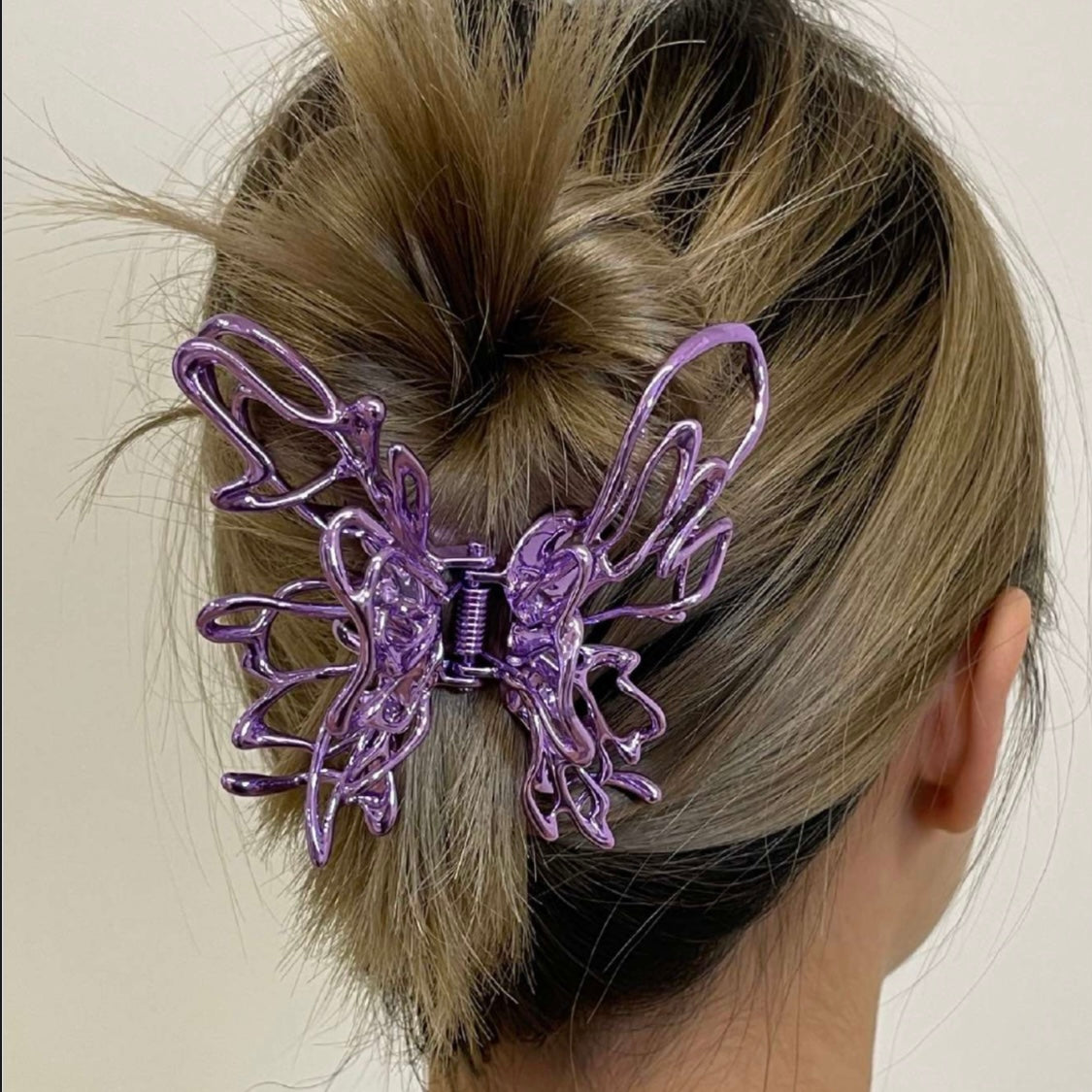 Liquefied metal butterfly hair clamp