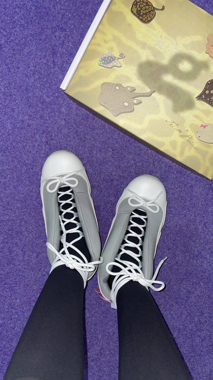 White Bow Basketball Shoes