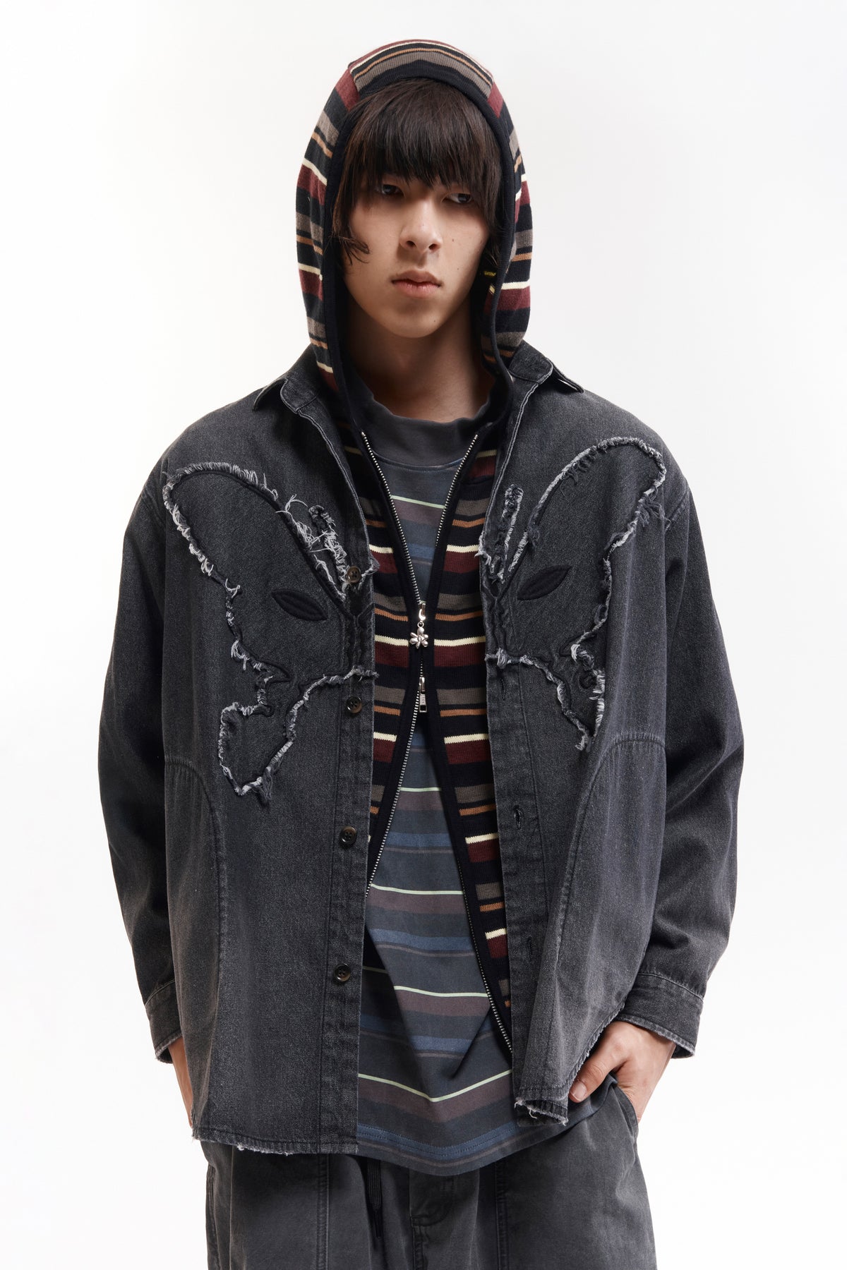 NAMES GO BY HOODED ZIP THRU KNIT