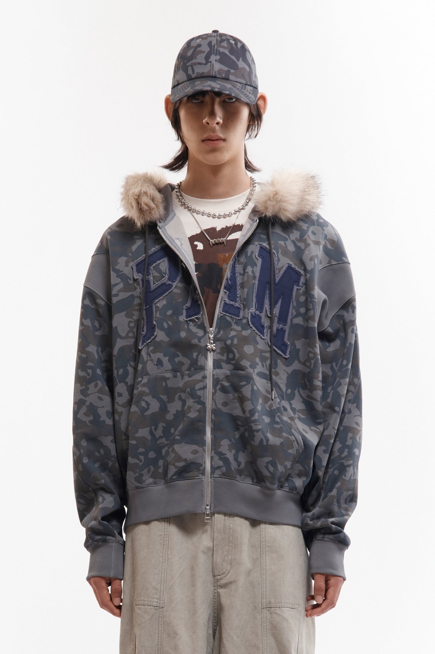 ABCFUR TRIM HOODED ZIP THRU SWEAT