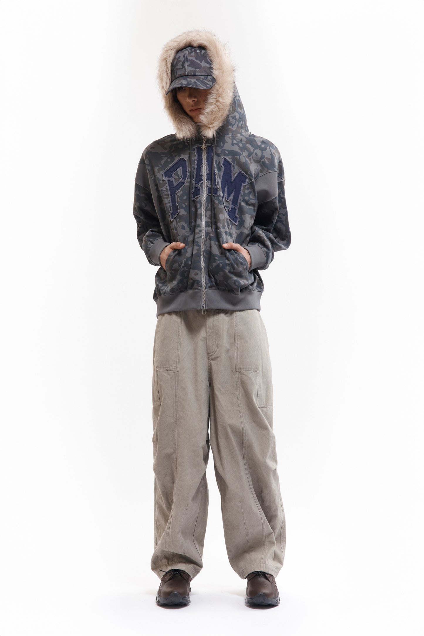 ABCFUR TRIM HOODED ZIP THRU SWEAT