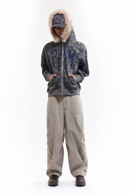 ABCFUR TRIM HOODED ZIP THRU SWEAT