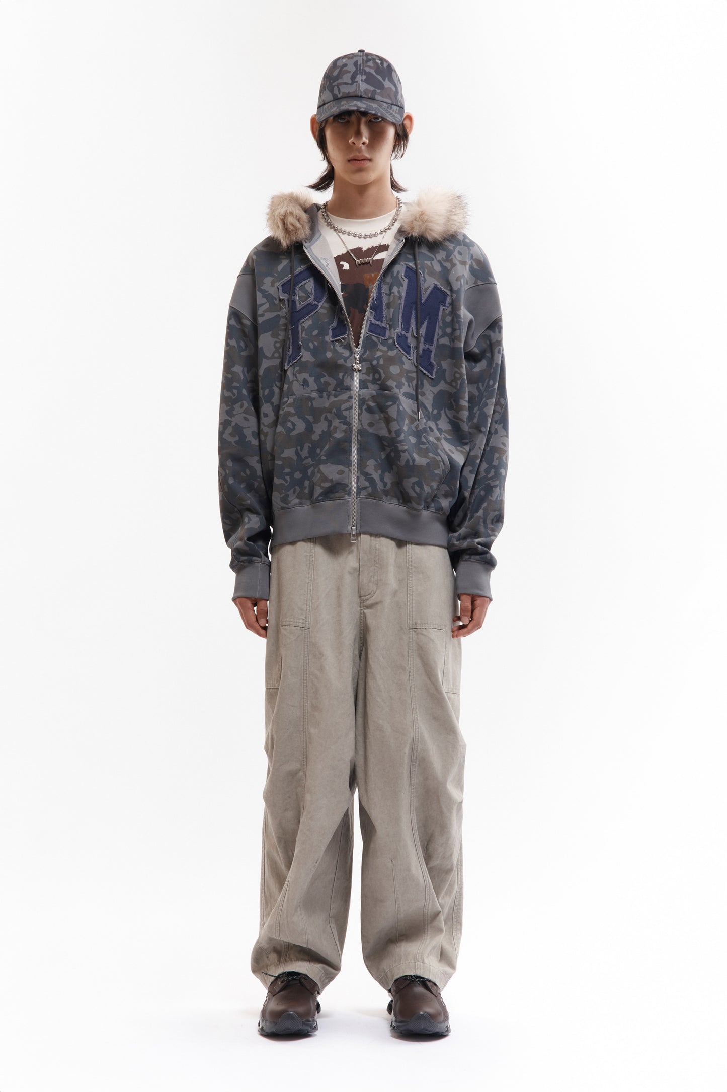 ABCFUR TRIM HOODED ZIP THRU SWEAT