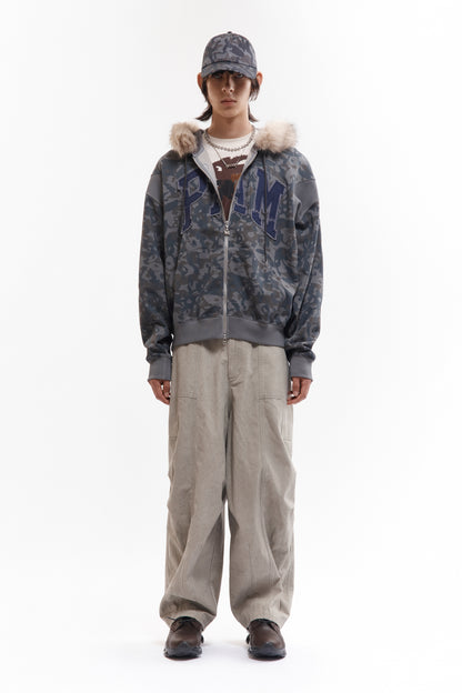 ABCFUR TRIM HOODED ZIP THRU SWEAT