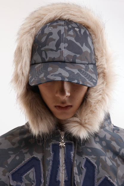 ABCFUR TRIM HOODED ZIP THRU SWEAT