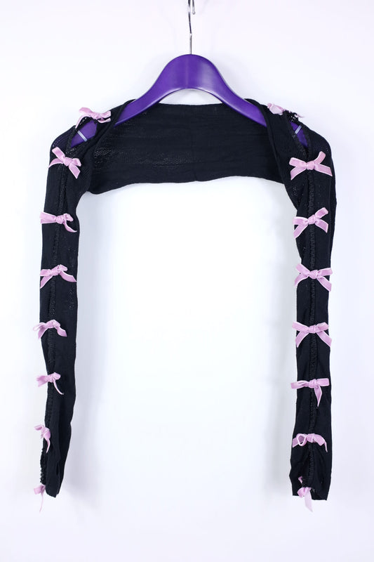 Purple velvets bow black lace oversleeves