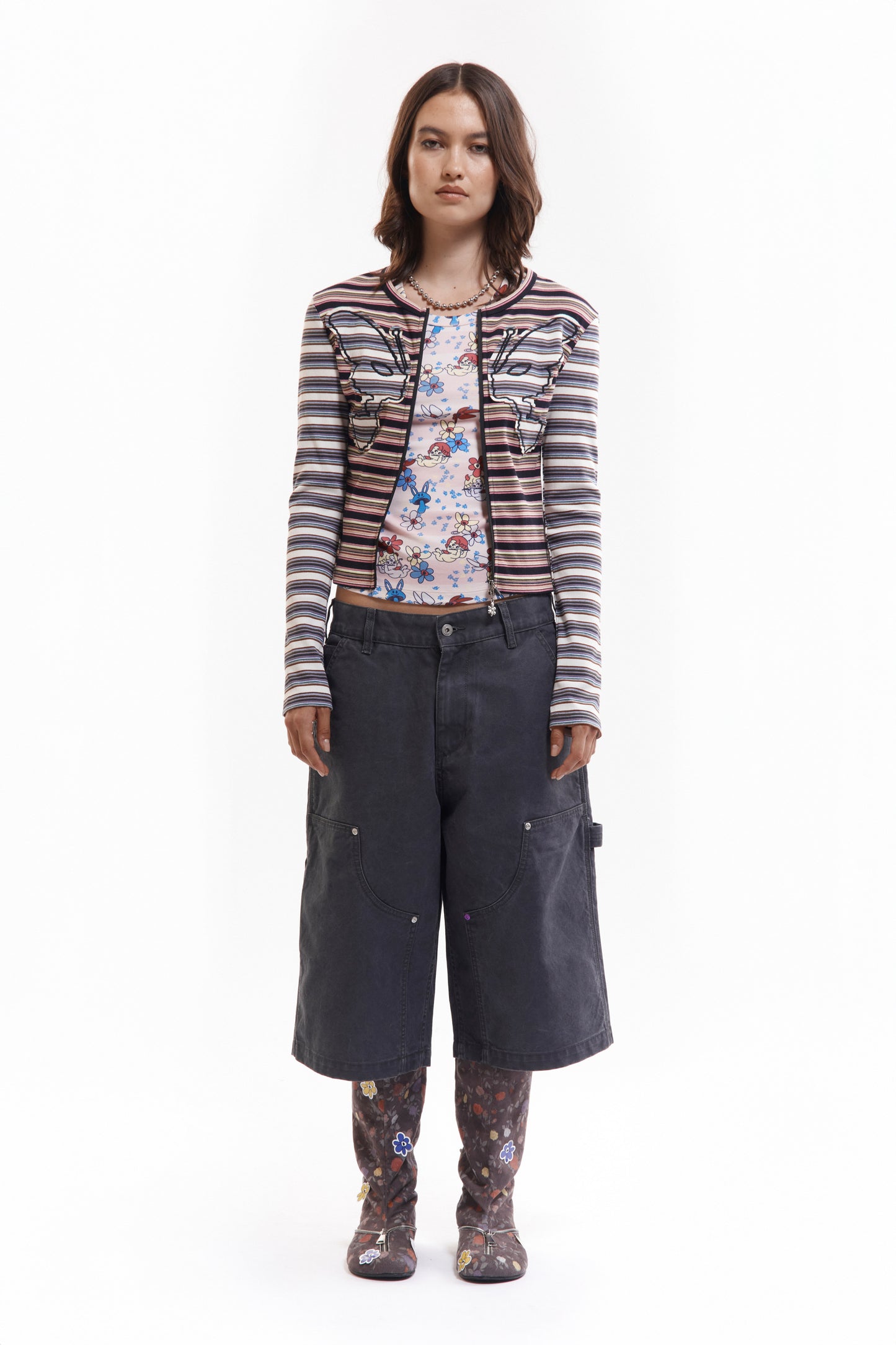 LINE WALKS STRIPED CARDIGAN