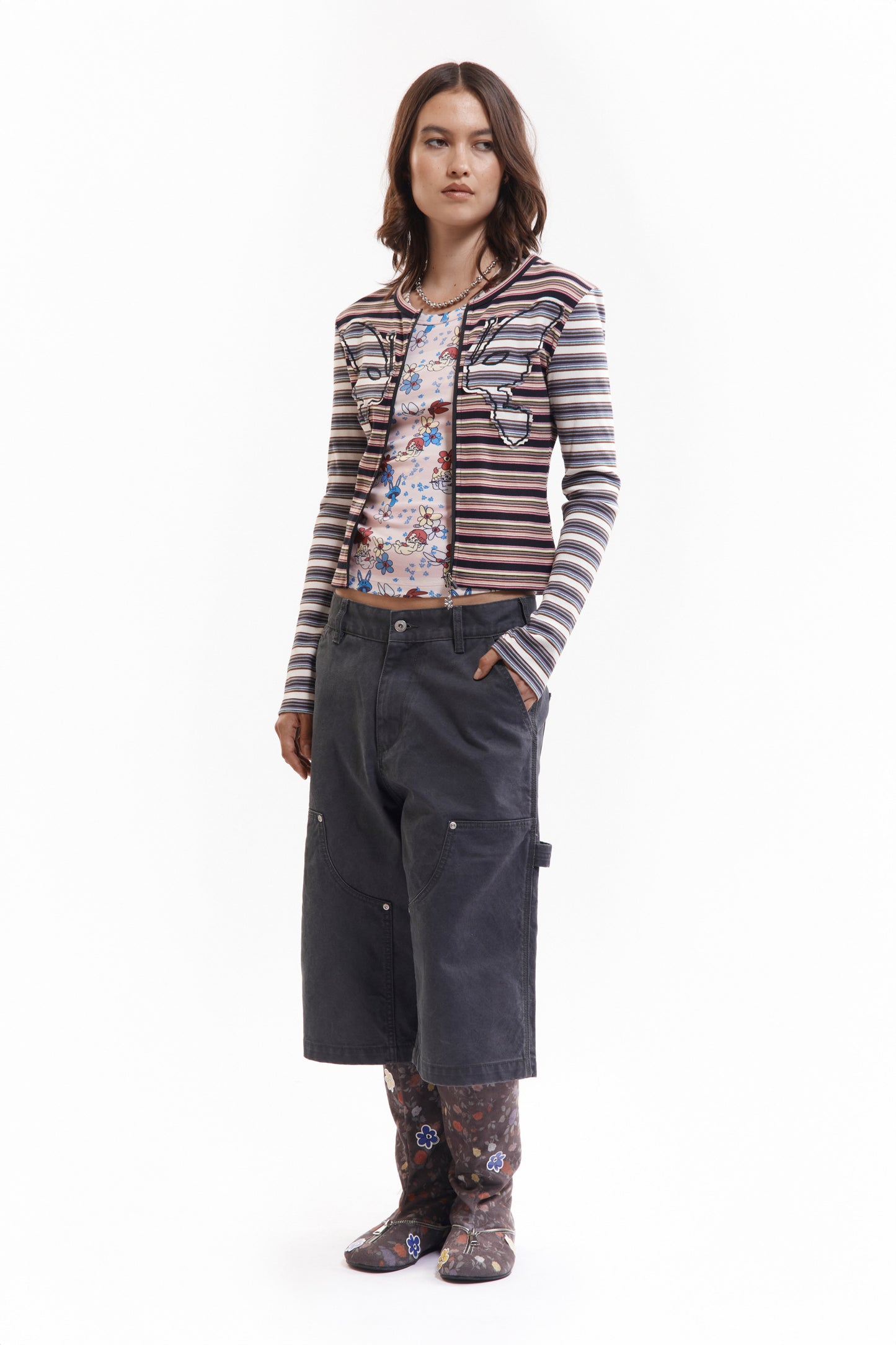 LINE WALKS STRIPED CARDIGAN