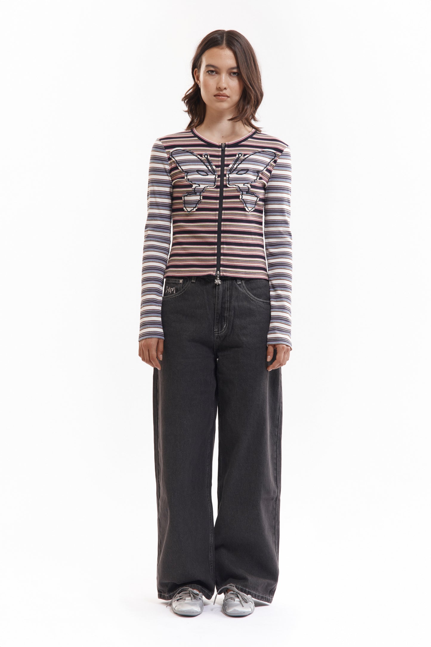 LINE WALKS STRIPED CARDIGAN