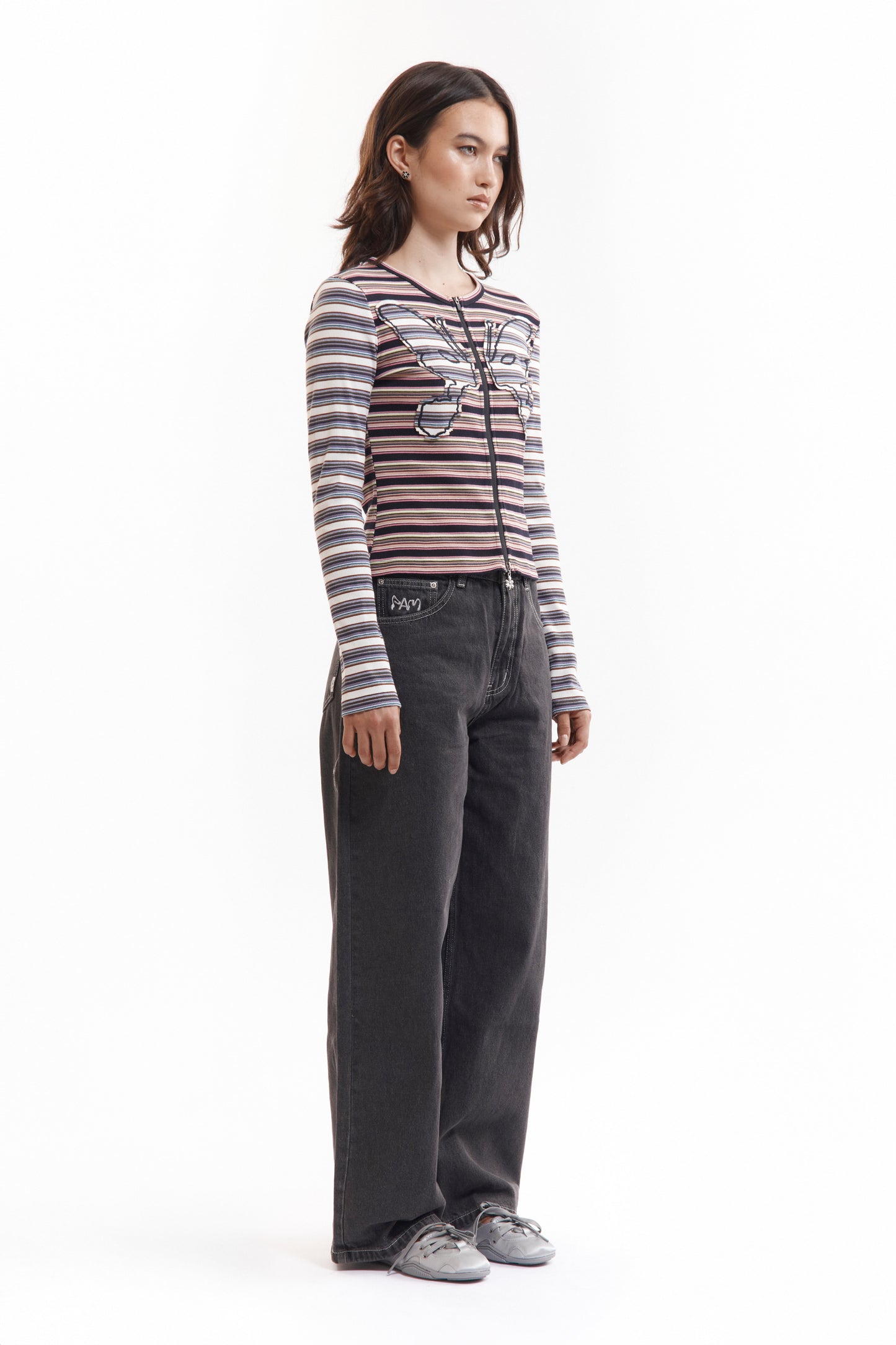 LINE WALKS STRIPED CARDIGAN