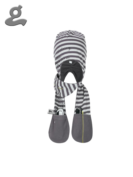 Code Print Striped 2-in-1 Hooded Scarf