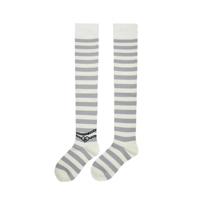 Striped Knee High Socks Grey