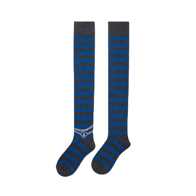 Striped Knee High Socks Blue
