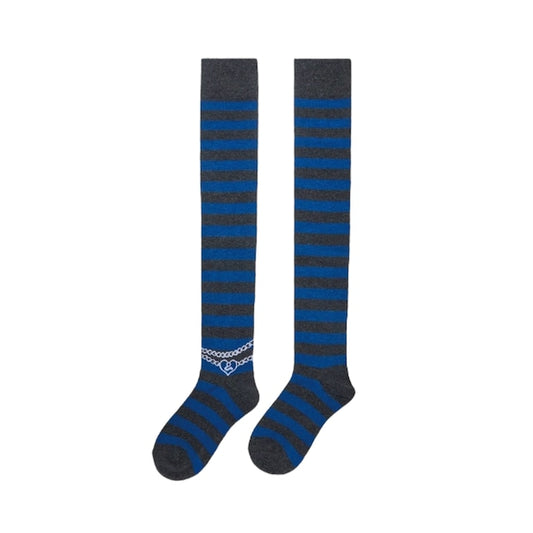 Striped Knee High Socks Blue