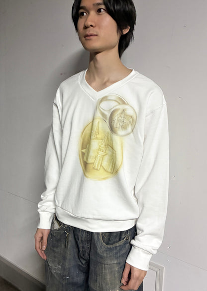 coin and ring print v neck sweat