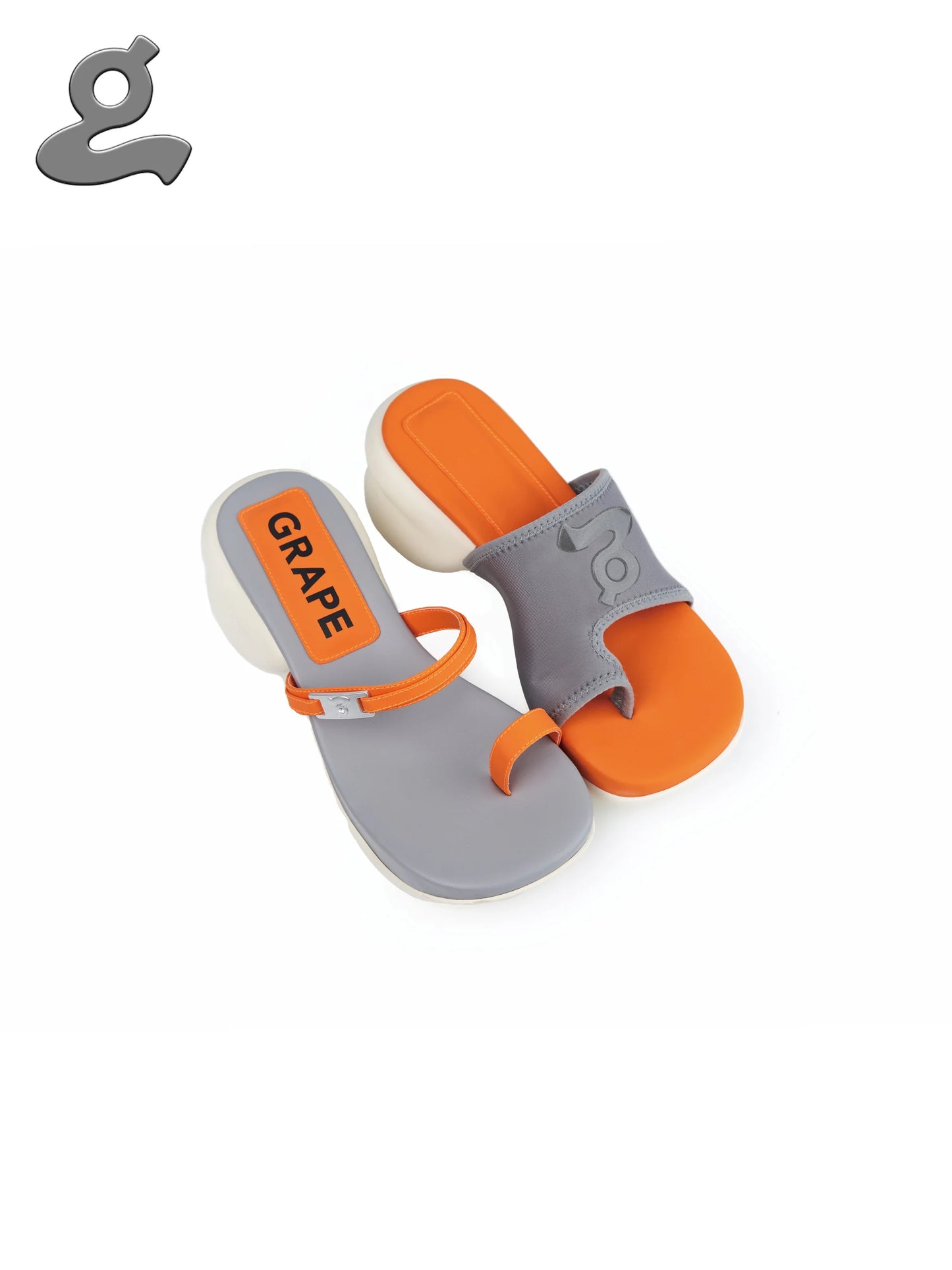 ORANGE/GREY ASYMMETRIC SPLIT-TOE SANDAL