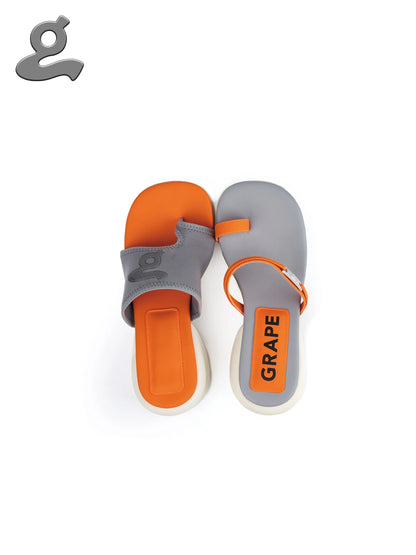 ORANGE/GREY ASYMMETRIC SPLIT-TOE SANDAL