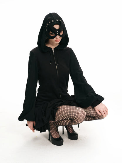 Handmade Black Devil Mask Hoodie Dress