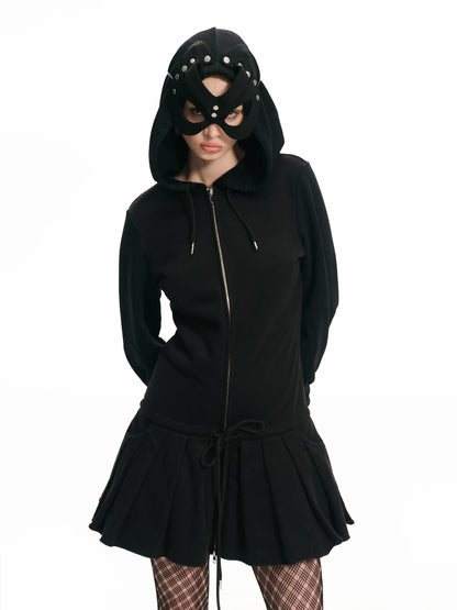 Handmade Black Devil Mask Hoodie Dress