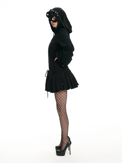 Handmade Black Devil Mask Hoodie Dress