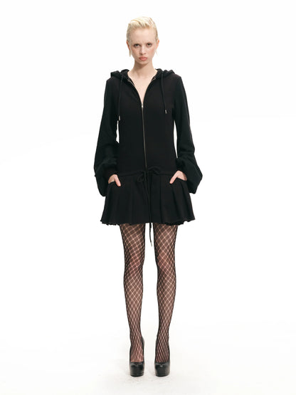 Handmade Black Devil Mask Hoodie Dress