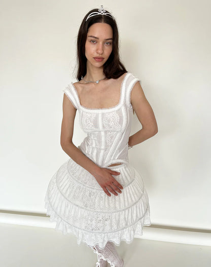 White Lace Trim Mesh corset