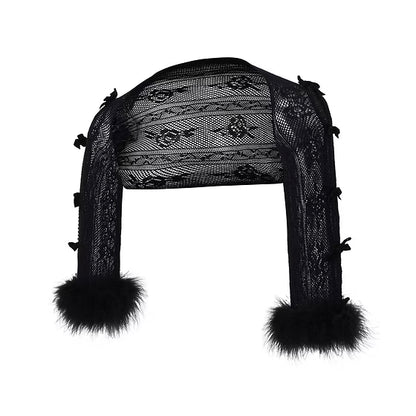 Black Ostrich Feather Lace Shrug