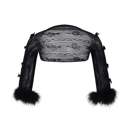 Black Ostrich Feather Lace Shrug