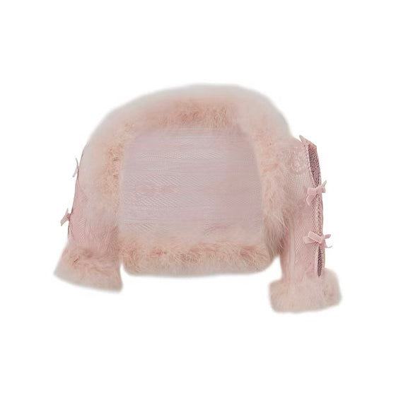 Pink Ostrich Feather Lace Shrug