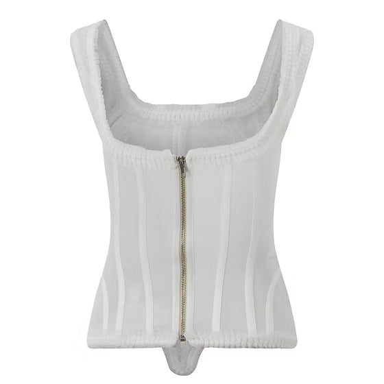 White Lace Trim Mesh corset
