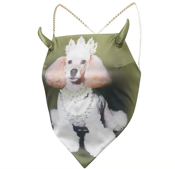 Green Gemstone Poodle Devil Horn Halter Top