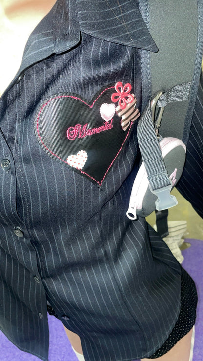 Heart Velcro Stripe Shirt