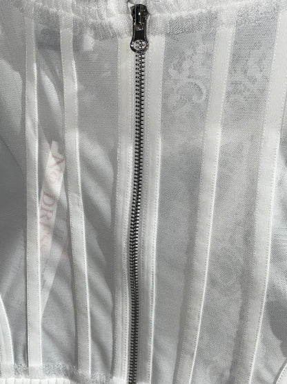 White Lace Trim Mesh corset