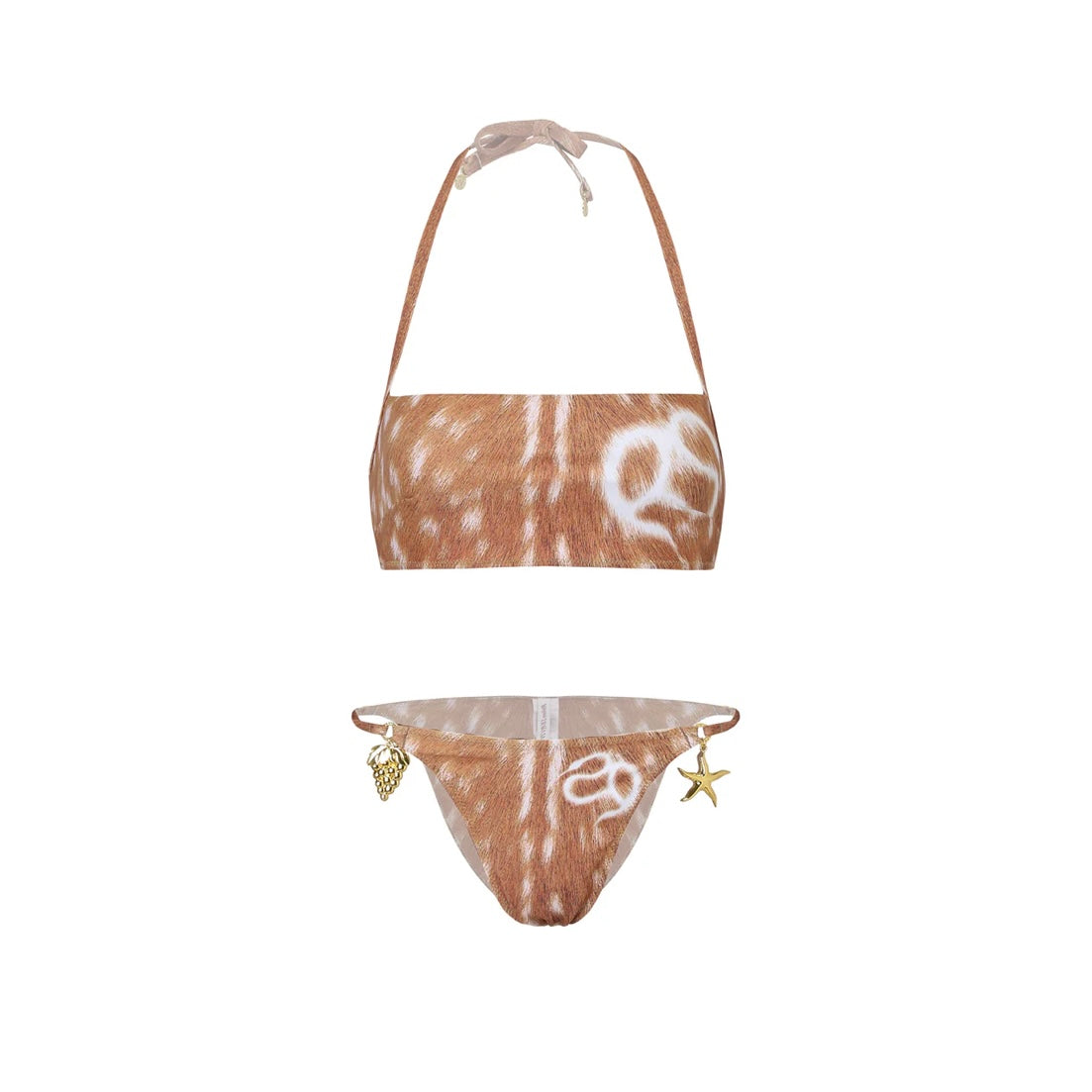 Deer Pattern 'RS' Print Halter Swimsuit