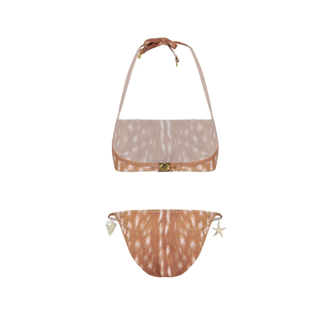 Deer Pattern 'RS' Print Halter Swimsuit