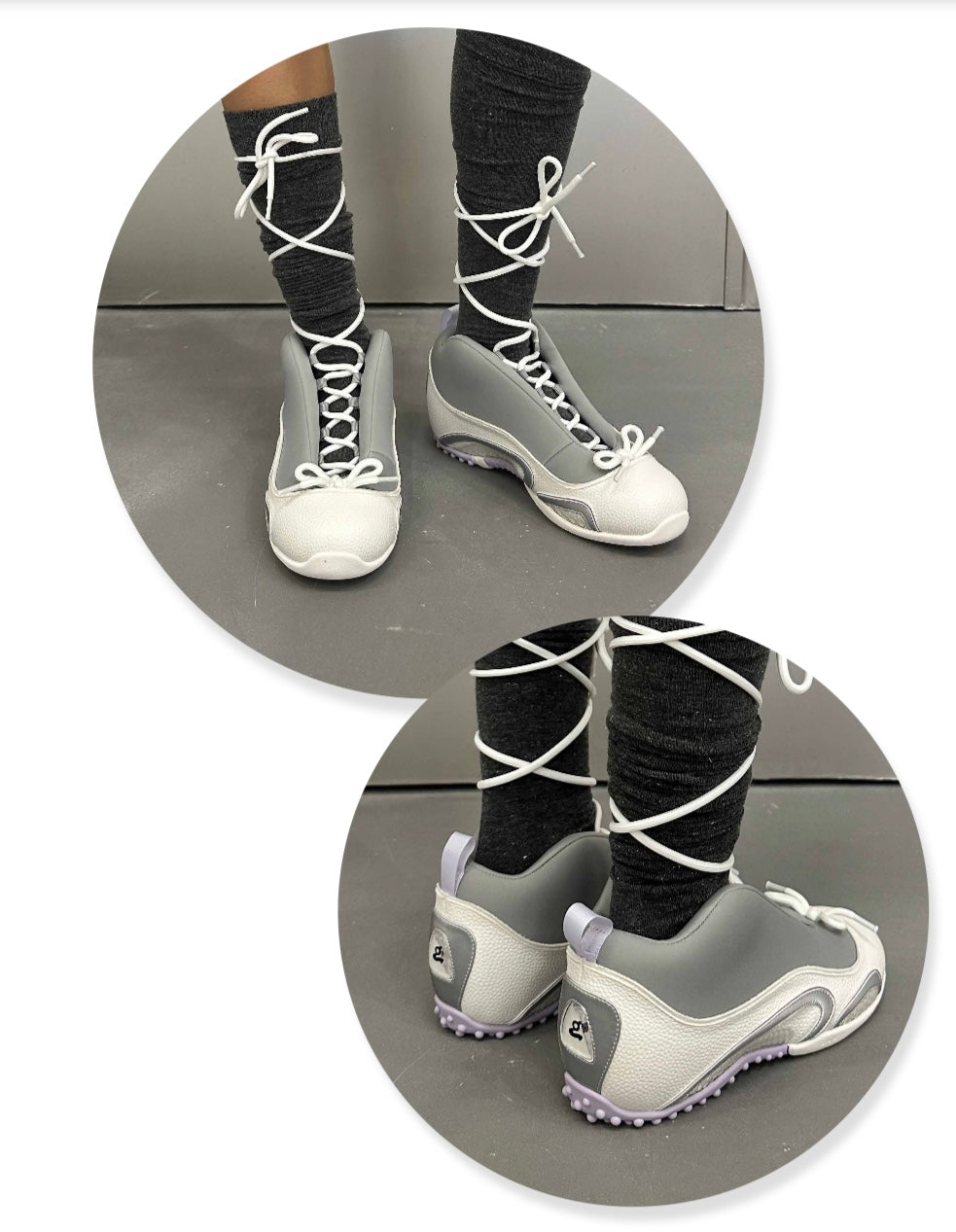 White Bow Basketball Shoes