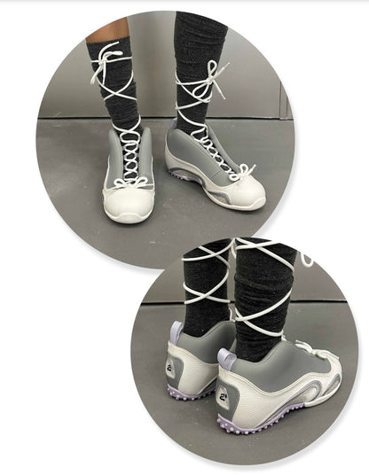 White Bow Basketball Shoes