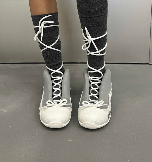 White Bow Basketball Shoes